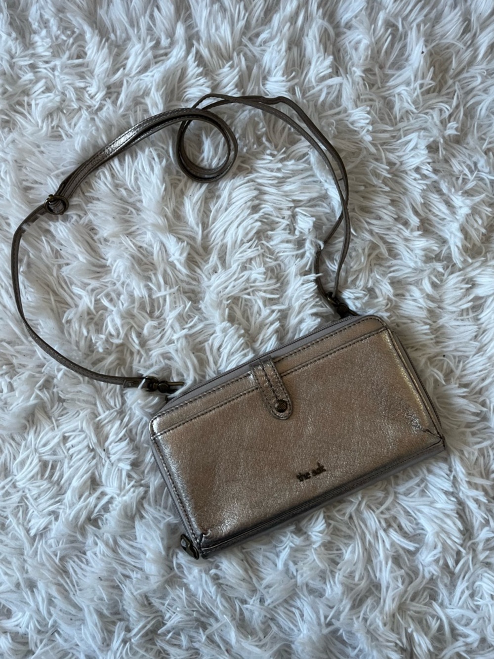 The Sak Metallic Silver Crossbody Wallet